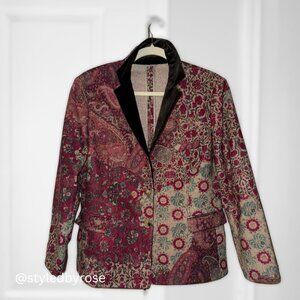 Vintage ETRO Women's Blazer Jacket in Wool Silk Blend Paisley Pattern Sz 48, M/L